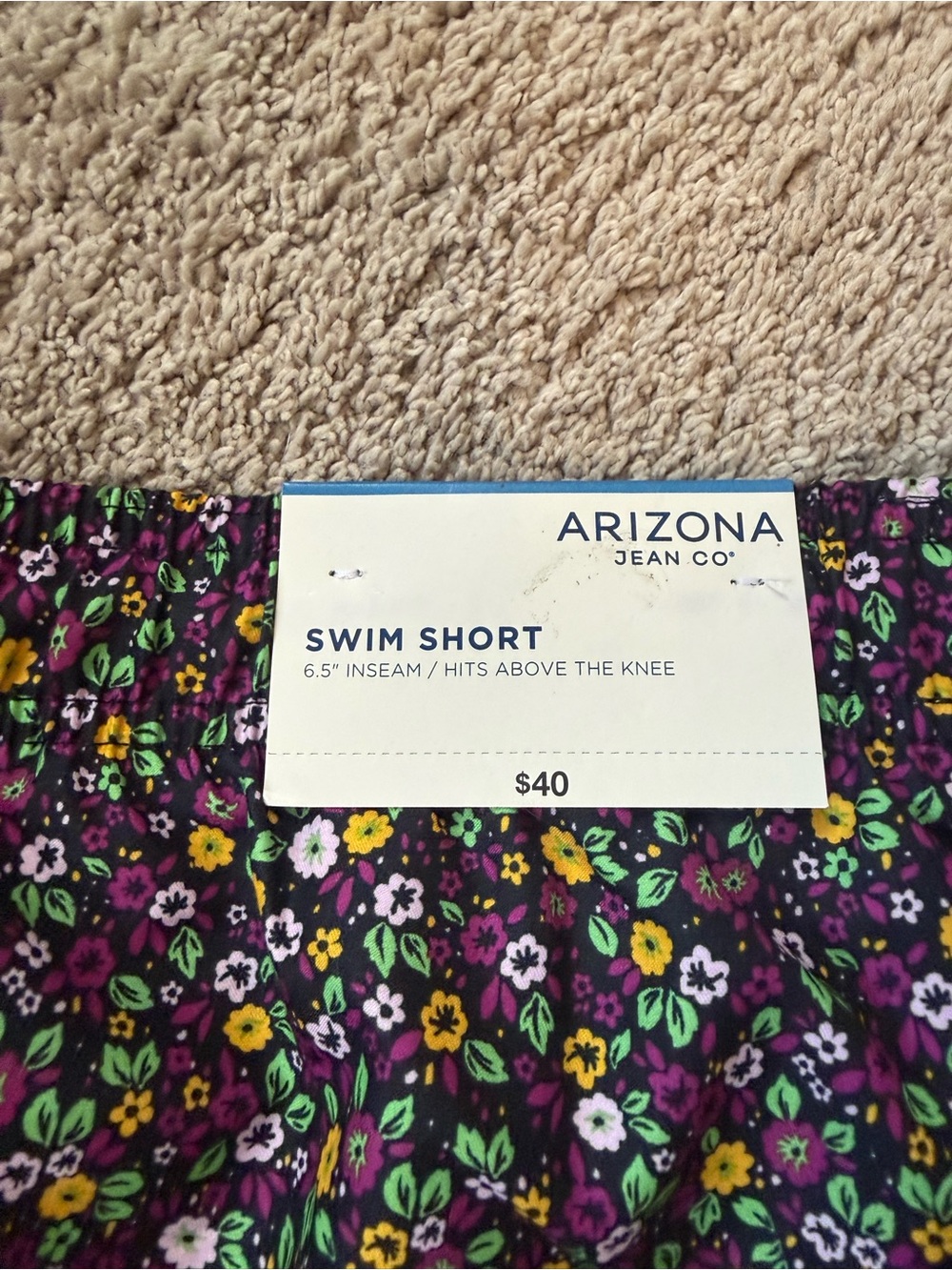 Arizona Jean Co. Men’s Purple Floral Swim Shorts with Yellow & Green Accents XXL